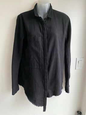 Thom  Krom Asymmetrical Cotton Black Shirt Long Sleeves Med